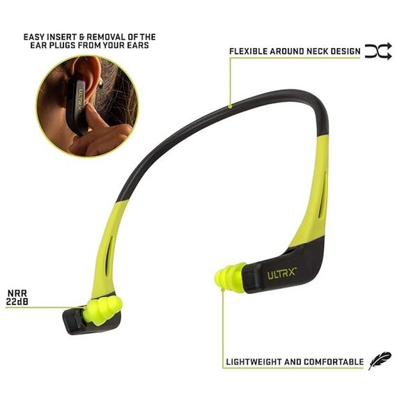 ULTRX Wave Banded Ear Plugs, Gray/Yellow - Picture 2 of 4